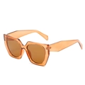 Fashionable oversized amber orange sunglasses with thick temples and dark brown lenses - Champagne Frame / Tea Lens