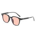 Fashionable black frame sunglasses with light orange transparent lenses and silver rivets - Black Frame Ocean Red