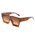 Square oversized tortoiseshell sunglasses with brown gradient lenses for women - Leopard Frame Gradient Brown Lens