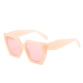 Fashionable peach pink wide-temple square sunglasses with translucent pink lenses - New Style / Regular Pink Frames with Pink Lenses (Inc. 13% VAT)