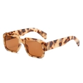 Occhiali da sole rettangolari retrò con montatura tartarugata e lenti ambrate - Montatura Leopardata / Lenti Tè