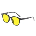 Fashionable black frame sunglasses with yellow ocean tint lenses and silver side accents - Black Frame Ocean Yellow