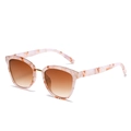 Retro marble pattern sunglasses with gradient lenses and gold accents in pink white - New Style / Standard Porcelain Floral Frame Tea Lenses