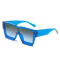 Oversized square blue sunglasses with transparent frames and gradient lenses for women - Blue Frame Green Blue Lens