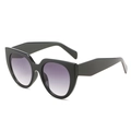 Classic black thick frame sunglasses with deep purple gradient lenses in cat-eye style - Black Frame Double Gray Lens