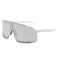 White frame cycling sunglasses with silver large one-piece shield lens for outdoor sports - New Sports Glasses / Standard White Frame Silver Mirror Lenses