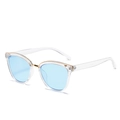 Retro cat-eye sunglasses with transparent frames and blue lenses with gold accents - New Style / Standard - Transparent Frame with Blue Lenses