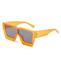 Fashionable oversized square sunglasses with orange translucent frames and grey lenses - Orange Frame Grey Lens