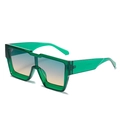 Fashionable oversized square sunglasses with emerald green frame and blue-orange gradient lenses - Green Frame Blue Brown Lens