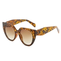 Stylish tortoiseshell cat-eye sunglasses with brown gradient lenses and rhombic temples - Leopard Frame Gradient Brown Lens