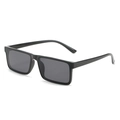 Classic matte black rectangular frame sunglasses with dark grey polarized lenses - Black Frame / Black Lens
