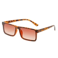 Retro rectangular sunglasses featuring a leopard print tortoiseshell frame and amber lenses - Leopard Frame Gradient Brown Lens