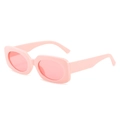 Trendy rectangular Y2K style sunglasses with a full pink frame and tinted lenses - Pink Frame / Pink Lens