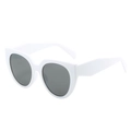 White thick frame sunglasses with dark gray lenses in a stylish oversized retro design - White Frame Gray Lens