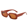 Retro rectangular sunglasses with dark brick red thick frames and orange tinted lenses - Coffee Frame Tea Lens
