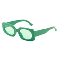 Retro rectangular sunglasses with thick grass green resin frame and tinted lenses - Green Frame / Green Lens