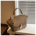 Khaki crossbody bag with faux crocodile skin texture and elegant golden chain strap - Khaki