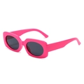 Retro rectangle sunglasses with bold rose red frame and dark lenses for women - Rose Red Frame Grey Lens