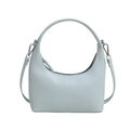Minimalist light blue dumpling handbag with silver hardware and detachable shoulder strap - Blue