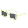 Fashionable rectangle sunglasses with rhinestones in translucent fluorescent yellow-green - Neon Green Frame Grey Lens White Rhinestones