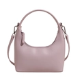 Minimalistische helllilane Halbmond-Handtasche mit abnehmbarem Gurt und Silberbeschlägen - Rosa