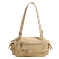Sac bandoulière rétro beige crème style motard avec rivets et boucles métalliques - Jaune