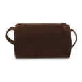 Retro dark brown cylinder shoulder bag in matte suede leather with minimalist design - Brown