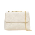 Cremeweiße Tasche mit Webstruktur und minimalistischer goldener Kette für Damen - Gebrochenes Weiß