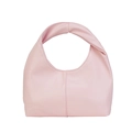 Pink twisted handle hobo shoulder bag featuring vertical seam and vegan leather finish - Pink
