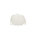 Oval white acrylic shell clutch bag with delicate gold metal chain strap for evening - White