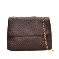 Retro große Kapazität dunkelbraune geflochtene Schultertasche mit goldener Kette - Braun