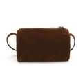 Chic brown suede square pillow bag with metallic zipper and slim shoulder straps - Brown