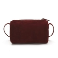 Minimalist burgundy suede cylinder bag with silver metal zipper and thin shoulder strap - Red