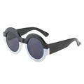 Retro oversized round sunglasses featuring a unique black and white split color frame design - Top Black Bottom White Frame Grey Lens