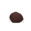 Pebble-shaped dark brown evening clutch bag with matte texture and gold chain strap - Brown