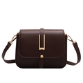 Borsa a tracolla classica in pelle marrone scuro con fibbia dorata a forma di U elegante - caffè