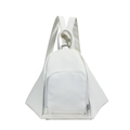 Zaino a triangolo bianco minimalista in pelle PU con trama litchi e dettagli argentati - Bianco Sporco