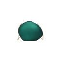Dark green oval acrylic shell evening clutch with gold chain strap in matte finish - Green