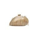 Champagne marbled acrylic clutch bag with gold sphere clasp and elegant metal chain strap - Caramel color