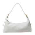 Borsa a spalla baguette bianca in pelle martellata con eleganti anelli in metallo dorato - Bianco
