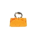 Moderne acryl avondclutch met oranje ijsbarstpatroon en zilverkleurig metalen handvat - Oranje