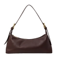 Borsa a spalla in pelle martellata marrone scuro con finiture dorate e cerniera - Marrone