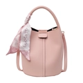 Bolso cubo rosa con textura de lichi, pañuelo de seda decorativo y bandolera - Rosa