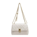 Schicke weiße Stepptasche mit goldener Kette und edlem Metalldrehverschluss für Damen - Weiß