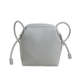 Minimalist light blue crossbody bag in litchi grain leather with geometric 3D design - Blue
