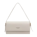 Borsa a tracolla rettangolare minimalista in pelle bianco crema con cinturino e scritte - Bianco