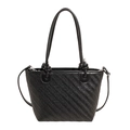 Sac bandoulière tissé noir tendance avec détails argentés et silhouette fourre-tout - Noir
