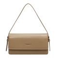 Borsa a spalla baguette beige minimalista con stampa fashion e tracolla sottile - Cachi