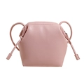 Pink minimalist crossbody bag featuring premium lychee texture PU leather and top drawstring - Pink