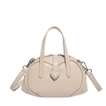 Borsa Boston beige crema con decorazione a cuore e tracolla regolabile rimovibile - Beige